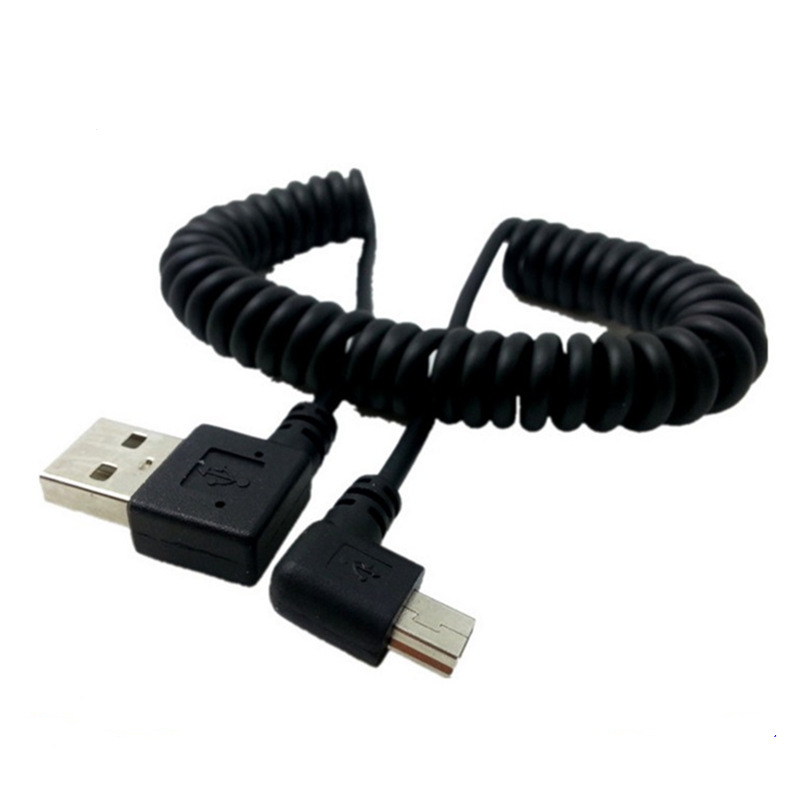 right usb 2.0 a male to right angle mini usb coiled cable