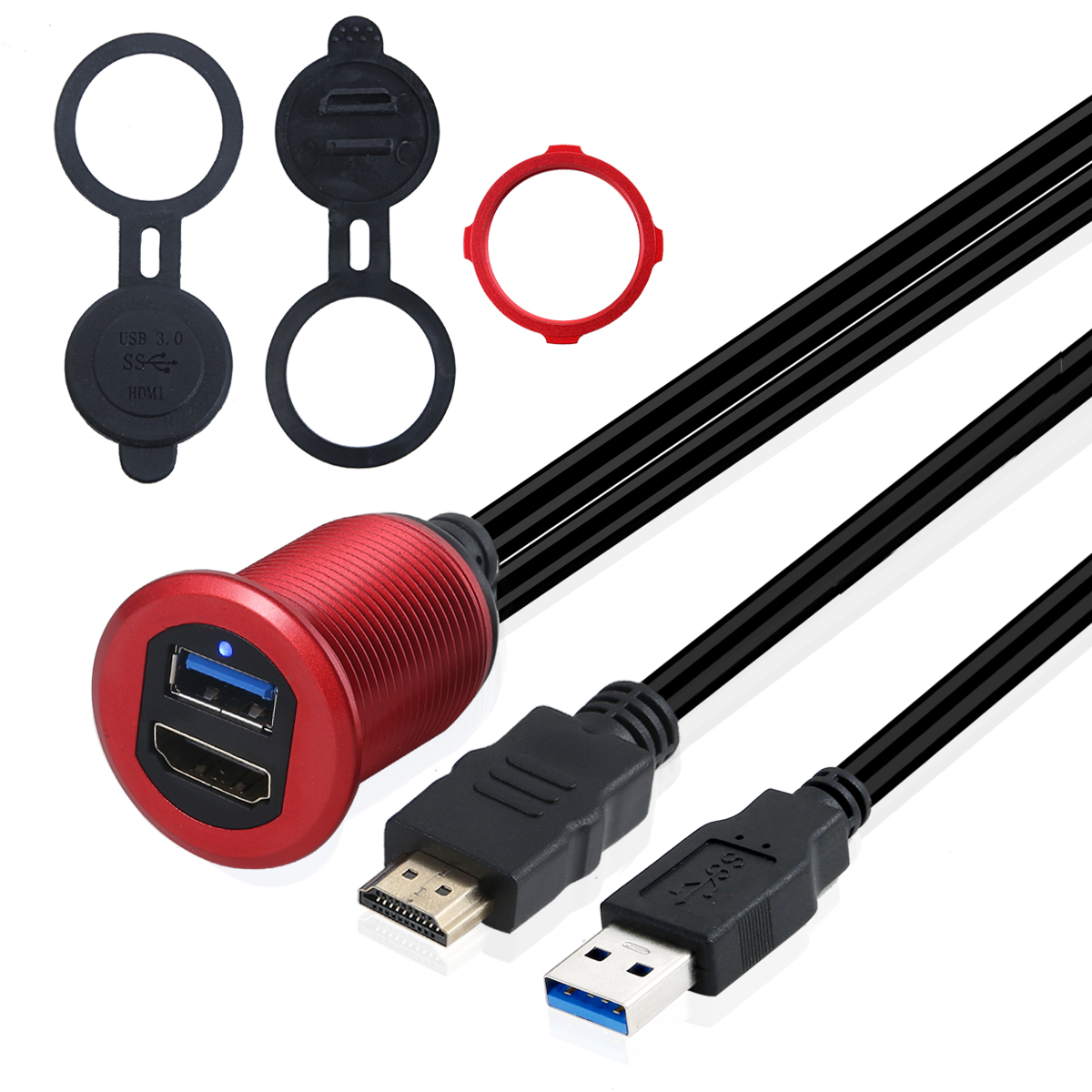waterproof oem usb 3.0 a 1080P hd HDMI male to female extension cable with led light