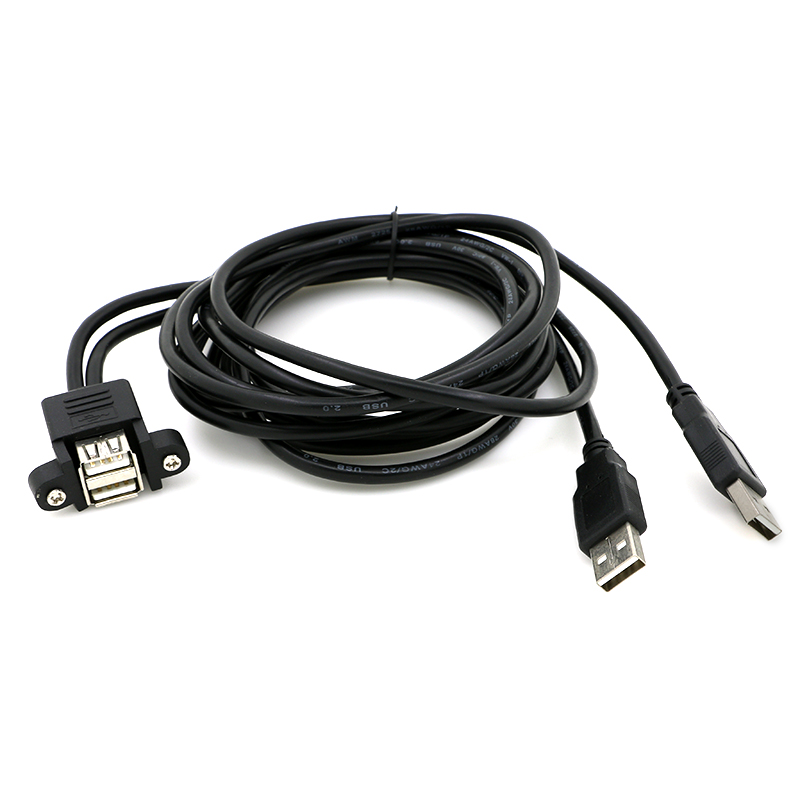 Dual usb A male to female extension cable with screw