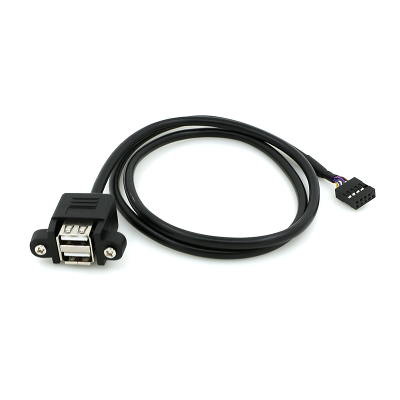 Dual USB 2.0 A female to 10 pin connector cable